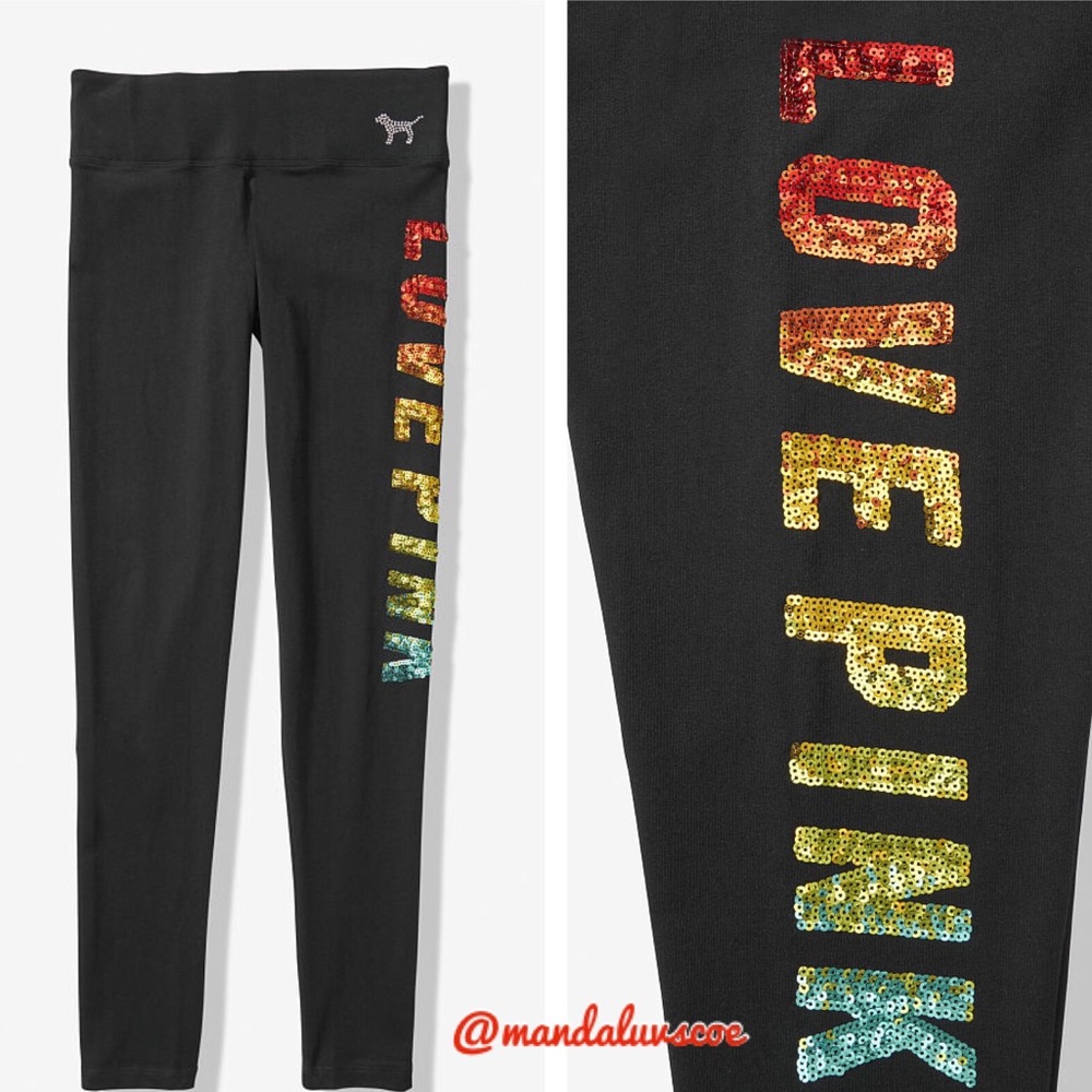 NEW💕VS PINK BLACK RAINBOW BLING FULL ZIP SET - Picture 4 of 6